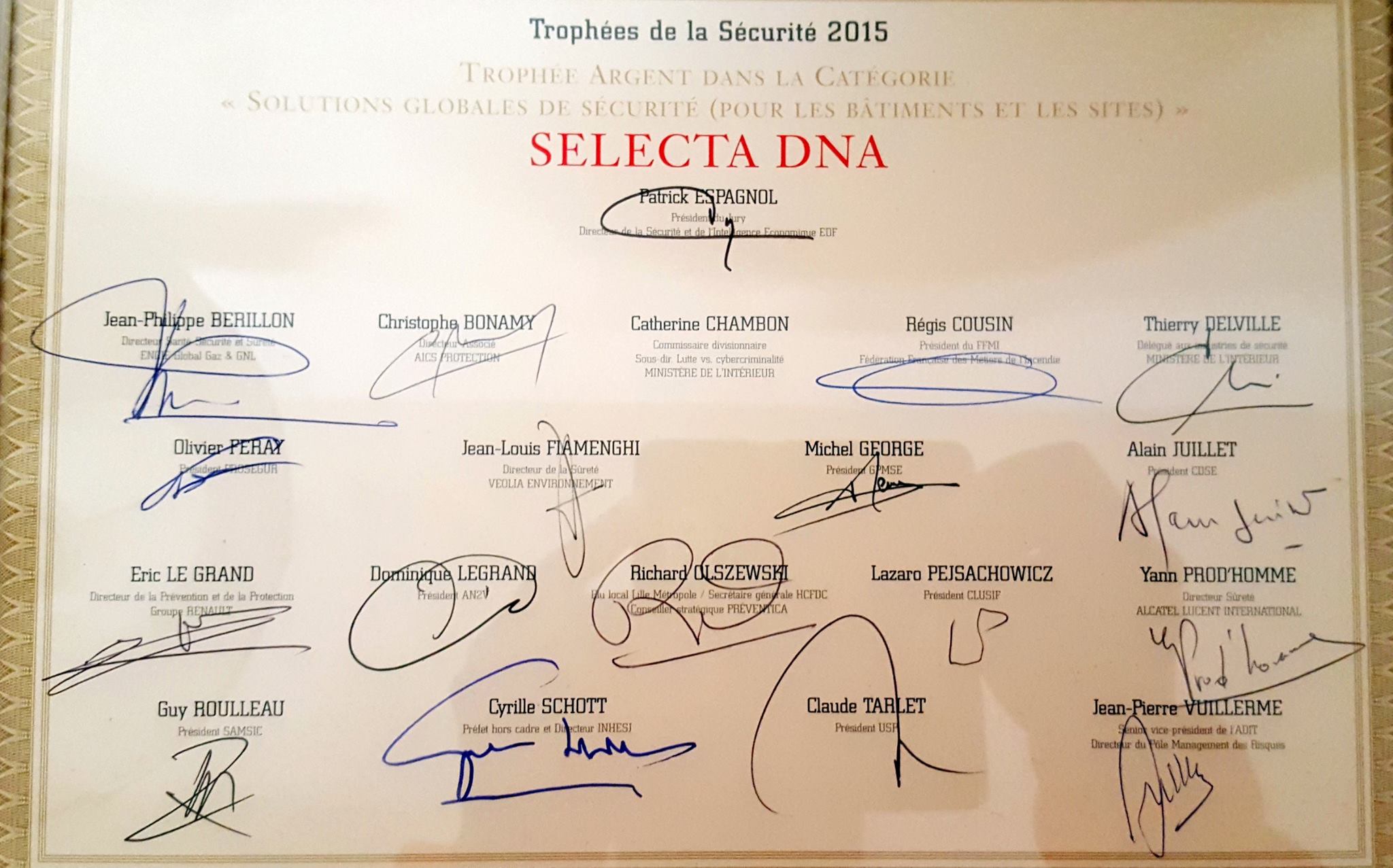 Diplôme des trophées de la sécurité